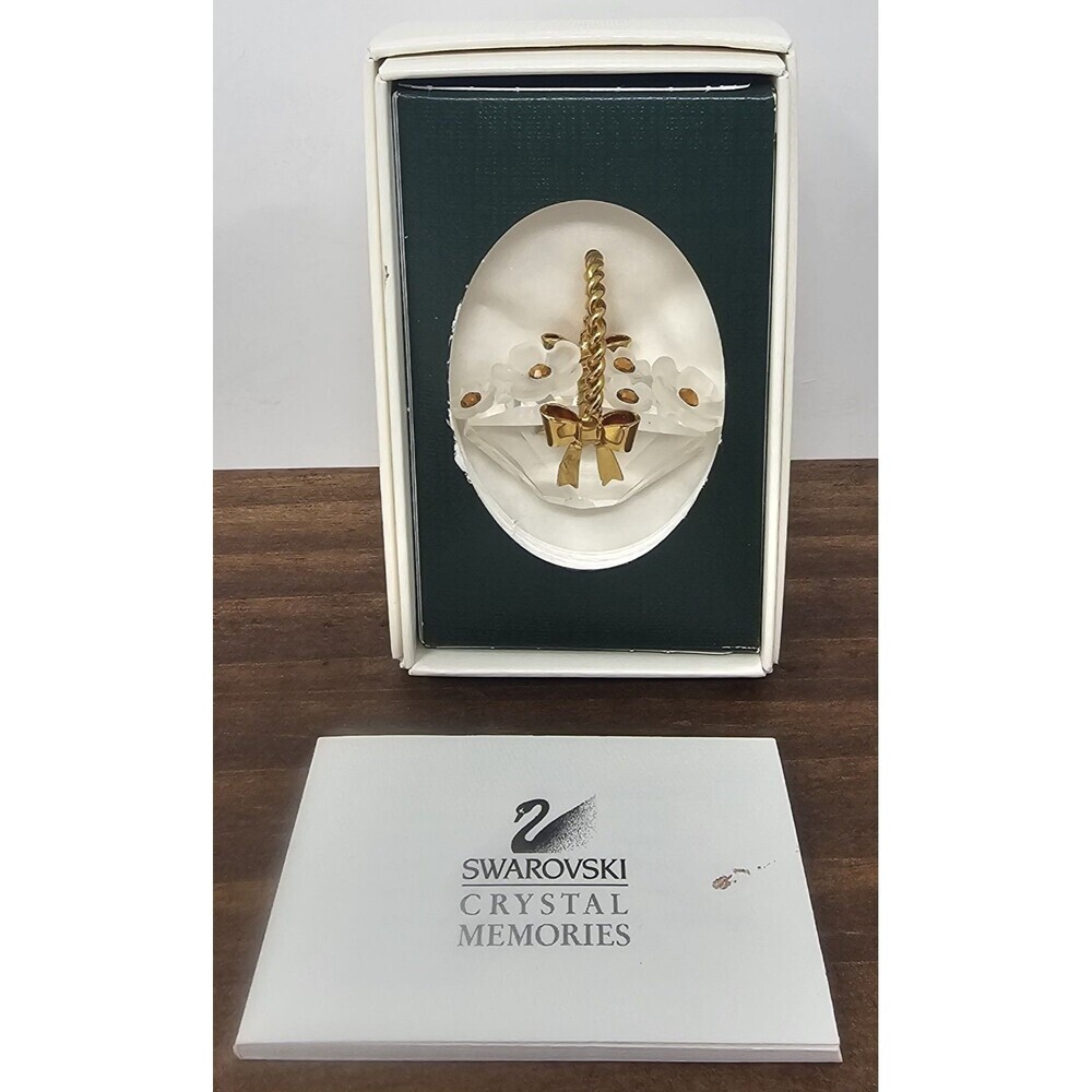 Swarovski Crystal Memories Basket of Flowers Figurine Gold Trim Box New Vintage
